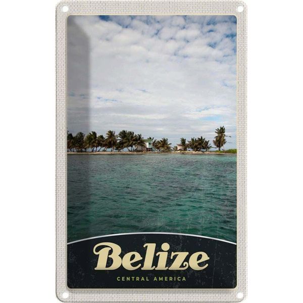 Vianmo Insegna Di Latta 18X12 Cm Belize Central Amerika Strand-image