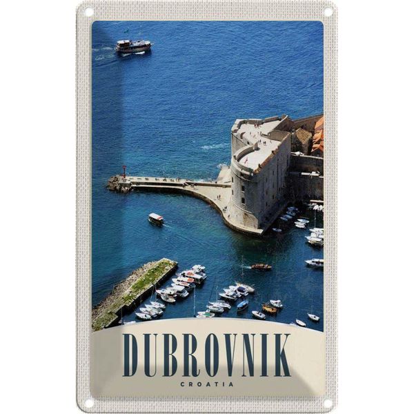 Vianmo Insegna Di Latta 30X20 Cm Debrovnik Kroatien Meer Turm-image