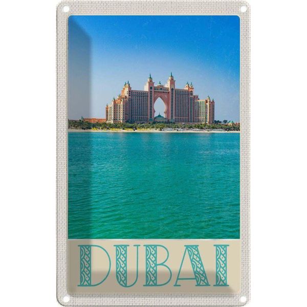 Vianmo Insegna Di Latta 18X12 Cm Dubai Strand Meer Moschee Sonne-image