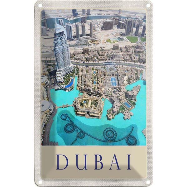 Vianmo Insegna Di Latta 18X12 Cm Aussicht Auf Dubai Hochhaus Meer-image