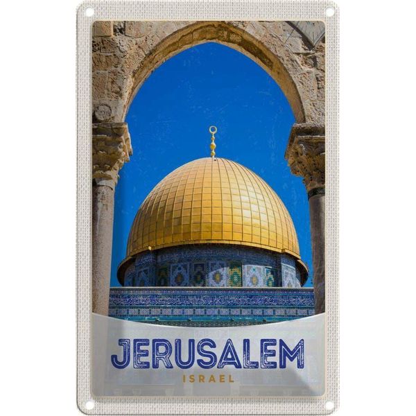 Vianmo Insegna Di Latta 18X12 Cm Jerusalem Israel Tempel Gold-image