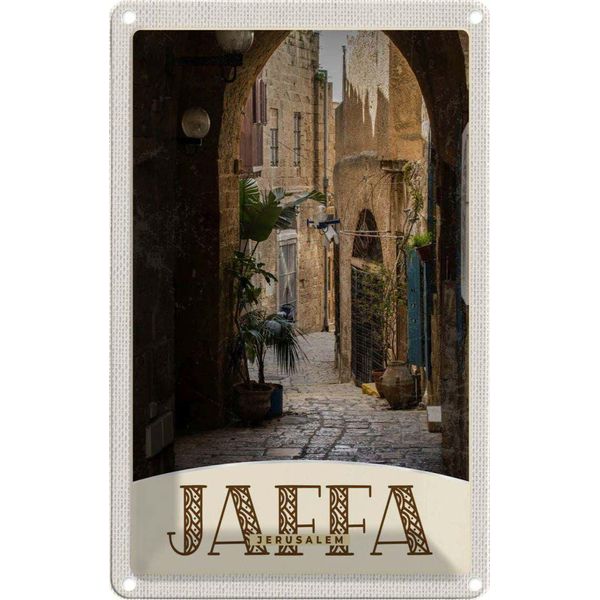 Vianmo Insegna Di Latta 30X20 Cm Jaffa Jerusalem Israel Stadt Weg-image