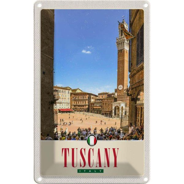 Vianmo Insegna Di Latta 30X20 Cm Toskana Italien Platz Natur Kirche-image