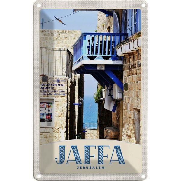 Vianmo Insegna Di Latta 30X20 Cm Jaffa Jerusalem Israel Stadt Meer-image