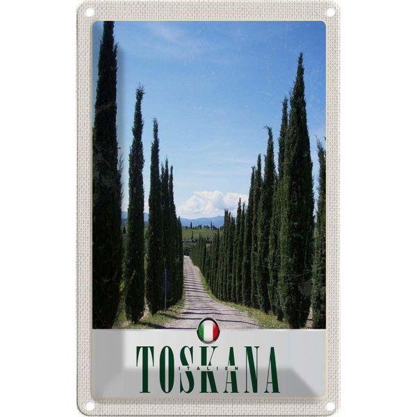Vianmo Insegna Di Latta 18X12 Cm Toskana Italien BäUme Wiese Natur-image