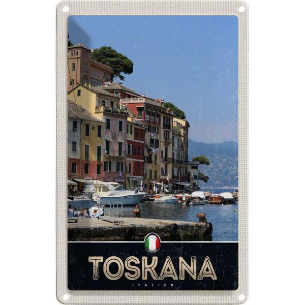 Vianmo Insegna Di Latta 30X20 Cm Toskana Italien GebäUde Meer-image