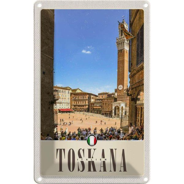 Vianmo Insegna Di Latta 30X20 Cm Toskana Italien Platz Natur Kirche-image
