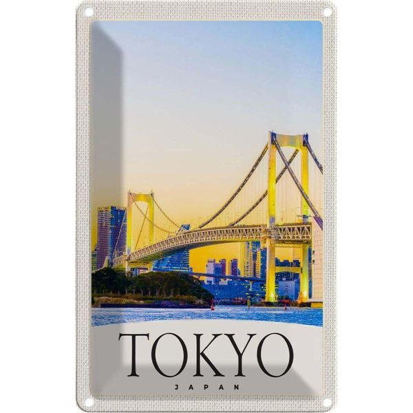 Vianmo Insegna Di Latta 30X20 Cm Tokyo Asien Japan BrüCke Hochhaus-image