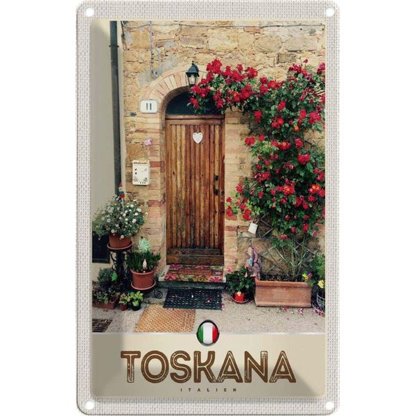 Vianmo Insegna Di Latta 18X12 Cm Toskana Italien Natur Blumen TüR-image
