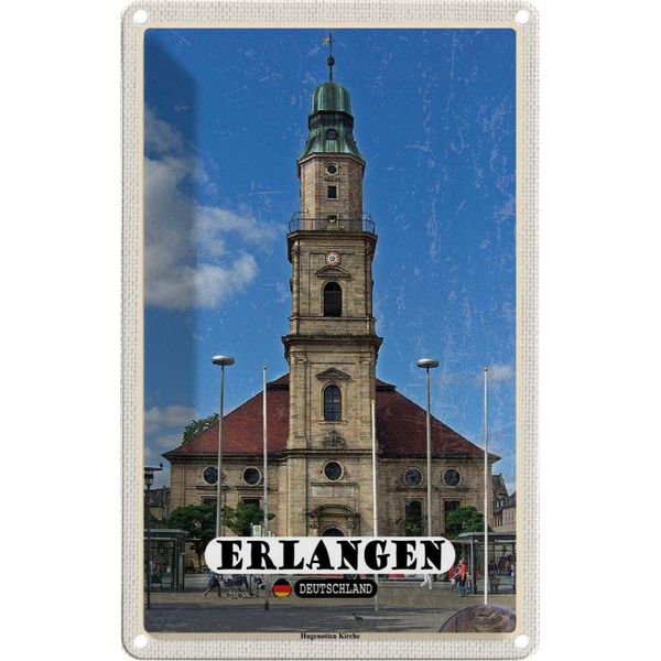 Vianmo Insegna Di Latta 30X20 Cm Erlangen Hugenotten Kirche-image