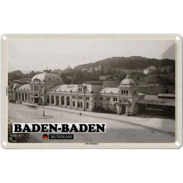 Vianmo Insegna Di Latta 20X30 Cm Baden-Baden Alter Bahnhof-image