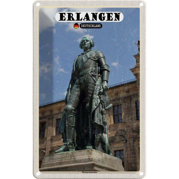 Vianmo Insegna Di Latta 30X20 Cm Erlangen Markgrafenstatue-image