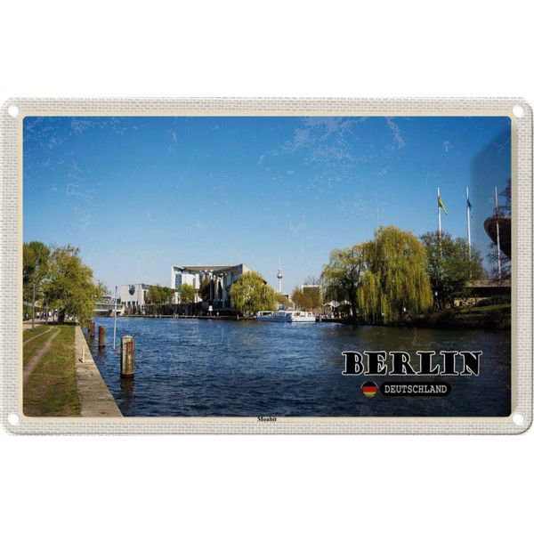 Vianmo Insegna Di Latta 12X18 Cm Berlin Moabit Fluss-image