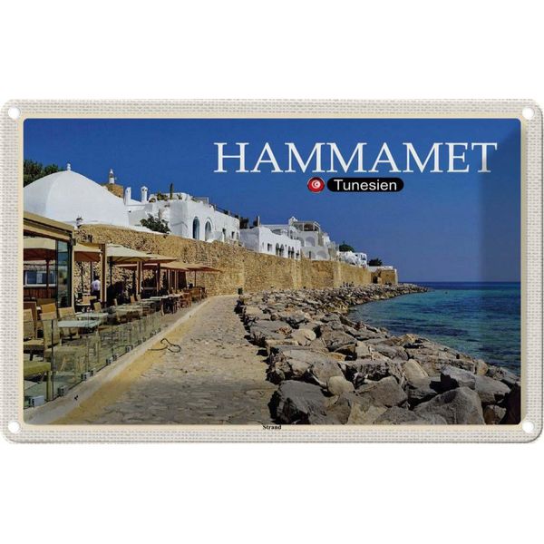 Vianmo Insegna Di Latta 20X30 Cm Hammamet Tunesien Meer Strand-image