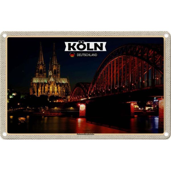 Vianmo Insegna Di Latta 20X30 Cm KöLn HohenzollernbrüCke Nacht-image