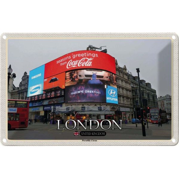 Vianmo Insegna Di Latta 12X18 Cm London Piccadilly Circus Uk England-image
