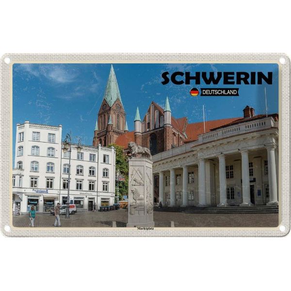 Vianmo Insegna Di Latta 20X30 Cm Schwerin Marktplatz Architektur-image