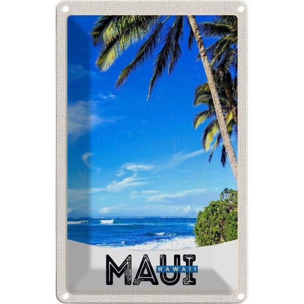 Vianmo Insegna Di Latta 30X20 Cm Maui Hawaii Insel Usa Strand-image