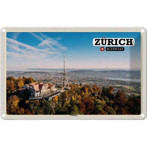 Vianmo Insegna Di Latta 12X18 Cm ZüRich Schweiz Uetliberg Stadt-image