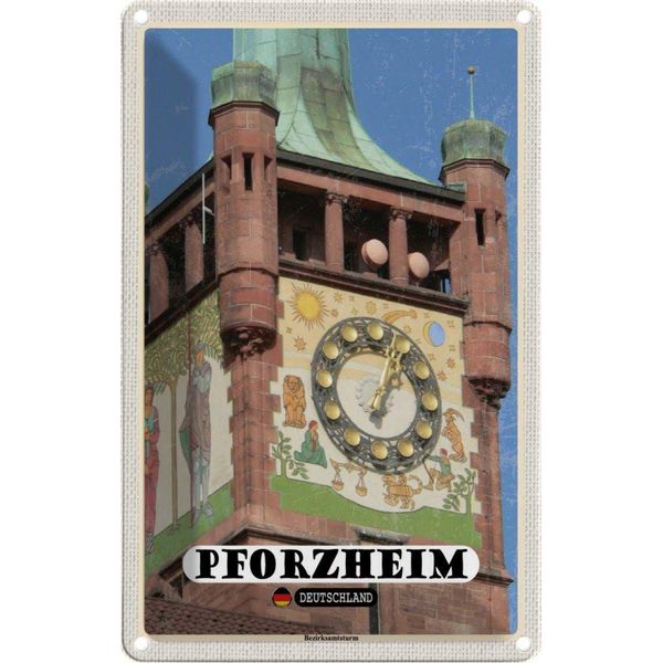 Vianmo Insegna Di Latta 30X20 Cm Pforzheim Bezirksamtsturm Glocke-image