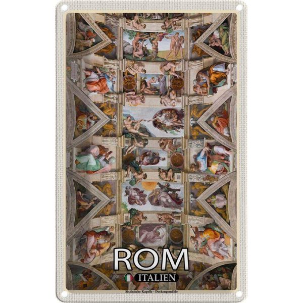 Vianmo Insegna Di Latta 18X12 Cm Rom Sixtinische Kapelle DeckengemäLde-image