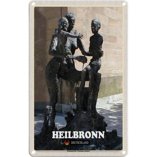 Vianmo Insegna Di Latta 18X12 Cm Heilbronn Denkmal Der TrüMmerräUmer-image