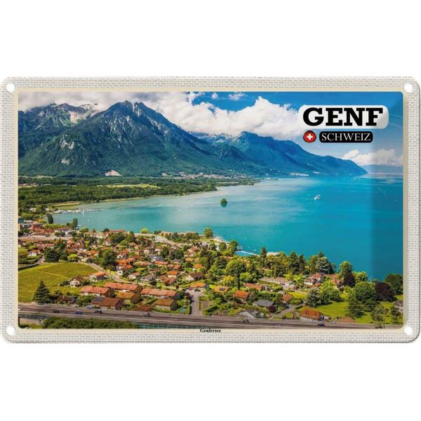 Vianmo Insegna Di Latta 20X30 Cm Genf Schweiz Genfersee Natur-image