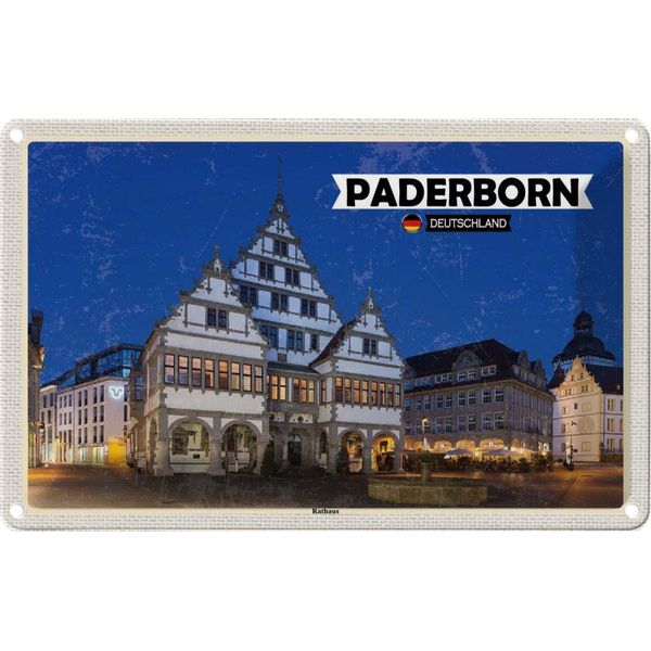 Vianmo Insegna Di Latta 12X18 Cm Paderborn Rathaus Altstadt-image
