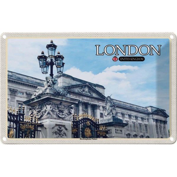 Vianmo Insegna Di Latta 20X30 Cm London England Buckingham Palace-image