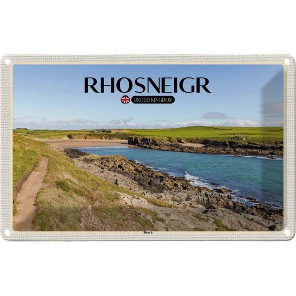 Vianmo Insegna Di Latta 20X30 Cm Rhosneiger Beach England Uk-image