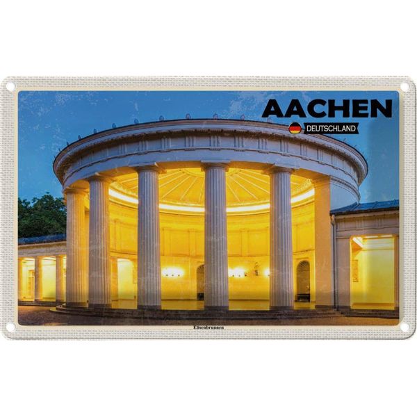 Vianmo Insegna Di Latta 20X30 Cm Aachen Deutschland Elisenbrunnen-image