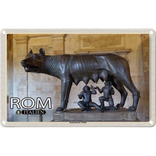 Vianmo Insegna Di Latta 12X18 Cm Rom Italien Kapitolinische WöLfin-image