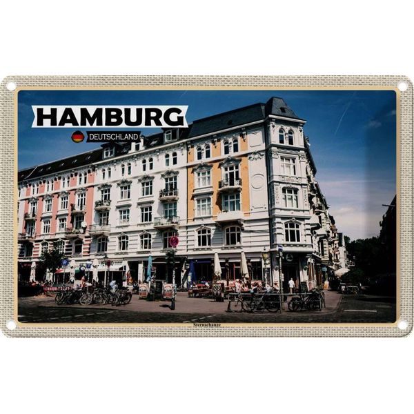 Vianmo Insegna Di Latta 12X18 Cm Hamburg Sternschanze Altstadt-image