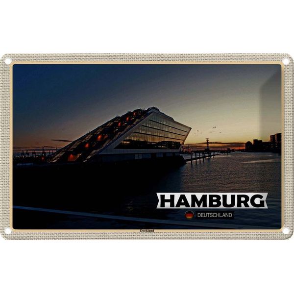 Vianmo Insegna Di Latta 12X18 Cm Hamburg Dockland-image