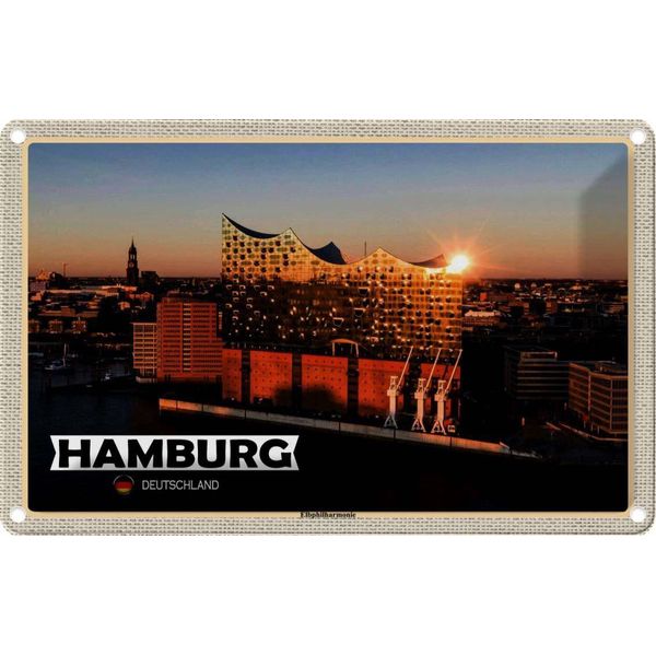 Vianmo Insegna Di Latta 12X18 Cm Hamburg Elbphilharmonie-image