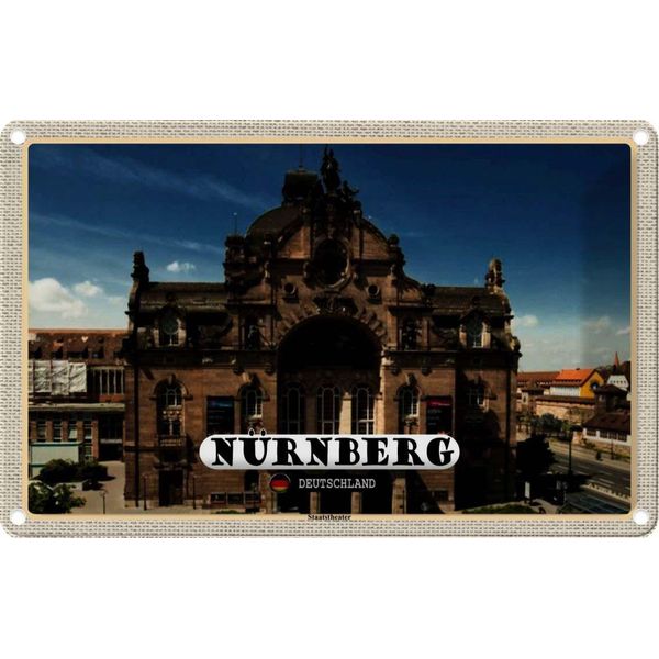 Vianmo Insegna Di Latta 12X18 Cm NüRnberg Staatstheater GebäUde-image