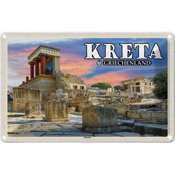 Vianmo Insegna Di Latta 12X18 Cm Kreta Griechenland Knossos Palast-image
