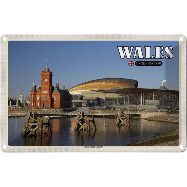 Vianmo Insegna Di Latta 20X30 Cm Wales United Kingdom Hauptstadt Cardiff-image