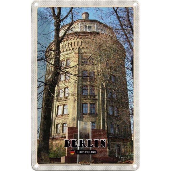 Vianmo Insegna Di Latta 30X20 Cm Berlin Deutschland Wasserturm-image