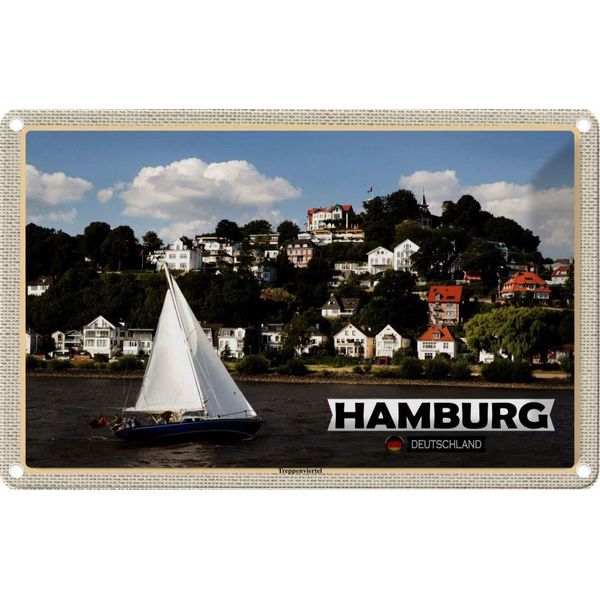 Vianmo Insegna Di Latta 12X18 Cm Hamburg Treppenviertel Boot-image