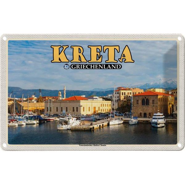 Vianmo Insegna Di Latta 20X30 Cm Kreta Griechenland Venezianischer Hafen-image
