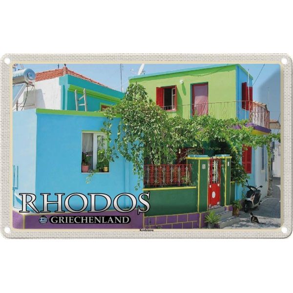 Vianmo Insegna Di Latta 12X18 Cm Rhodos Griechenland Koskinou Gasse-image