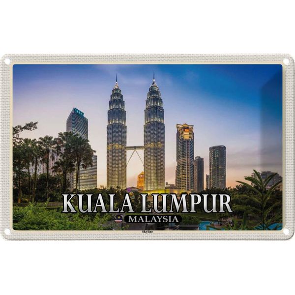 Vianmo Insegna Di Latta 12X18 Cm Kuala Lumpur Malaysia Skyline-image