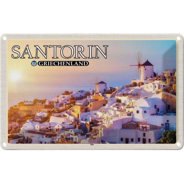 Vianmo Insegna Di Latta 20X30 Cm Santorin Griechenland Oia KüStendorf-image