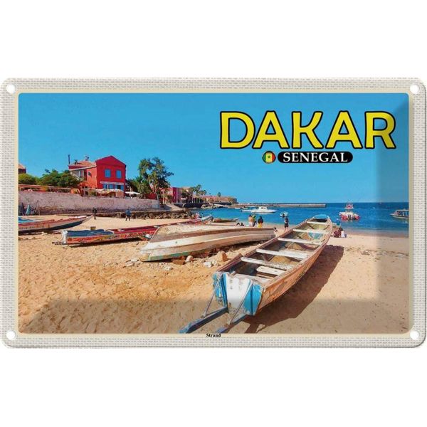Vianmo Insegna Di Latta 20X30 Cm Dakar Senegal Strand Meer-image