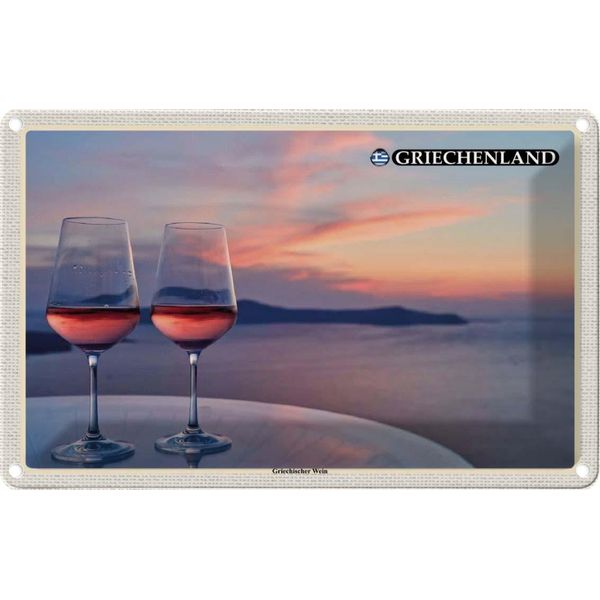Vianmo Insegna Di Latta 12X18 Cm Griechenland Griechischer Wein-image