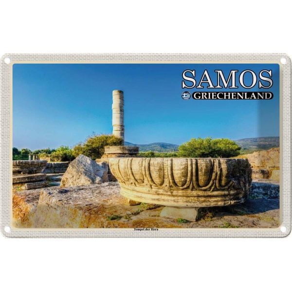 Vianmo Insegna Di Latta 20X30 Cm Samos Griechenland Tempel Der Hera-image