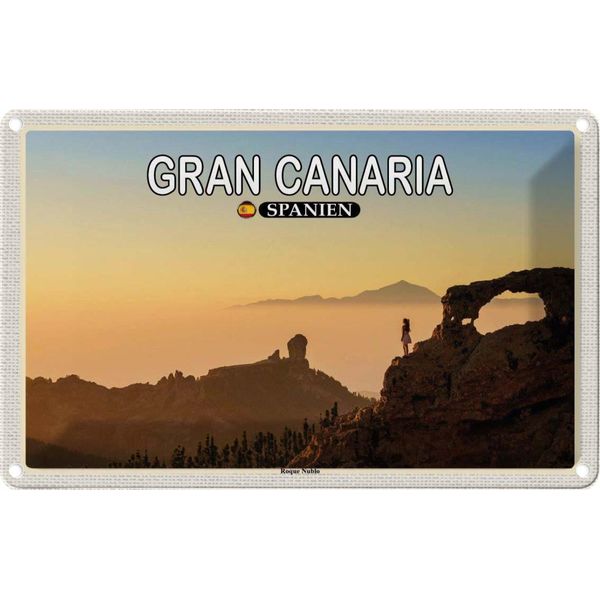 Vianmo Insegna Di Latta 20X30 Cm Gran Canaria Spanien Roque Nublo Berg-image