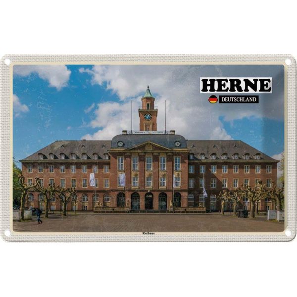Vianmo Insegna Di Latta 12X18 Cm Herne Rathaus-image