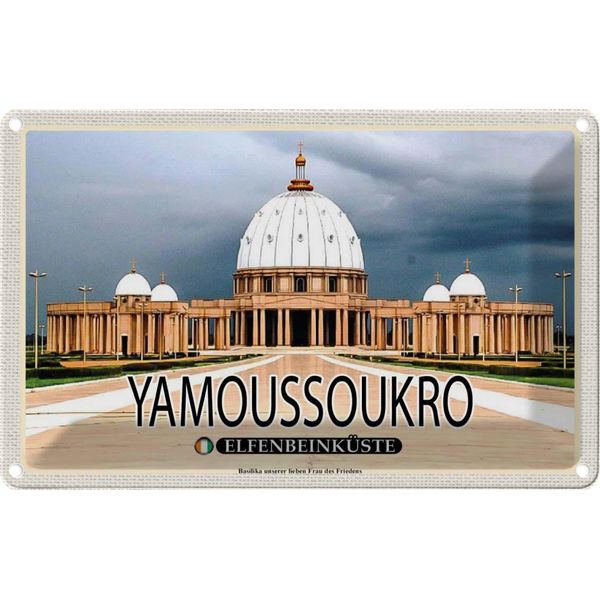 Vianmo Insegna Di Latta 12X18 Cm Yamoussoukro ElfenbeinküSte Basilika-image